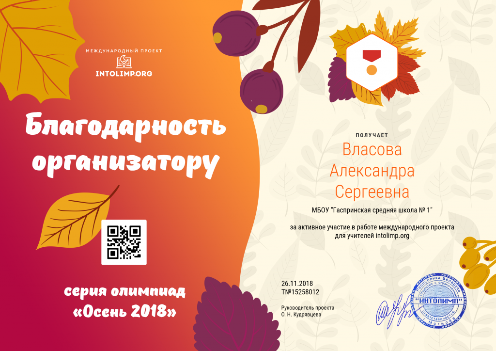 Влаcова Александра Сергеевна - благодарность организатору.png